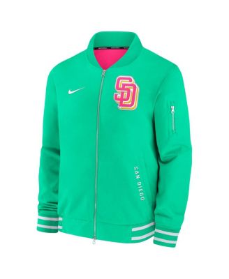 Men's Green San Diego Padres Authentic Collection City Connect Full-Zip Bomber Jacket