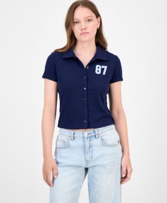 Ultra Flirt - Juniors' Button-Front Short-Sleeve Polo