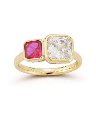 Plated Sterling Duo Radiant Cut Ring
