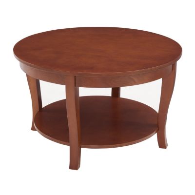 Classic Round Coffee Table with Open Shelf, 30"x30"x18", for Small Spaces