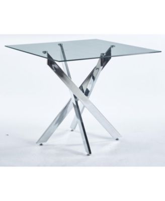 Modern Cross Metal Legs Glass Dining Table