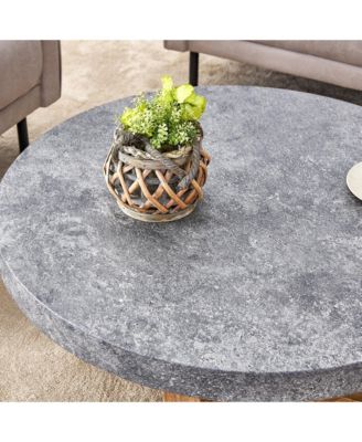 Streamdale Modern Gray Textured MDF Coffee Table, 31.4" Round
