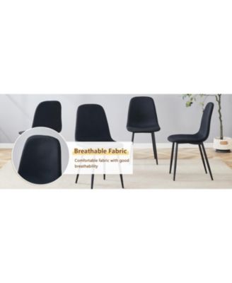 47" Round Dining Table Set with 4 Black Chairs