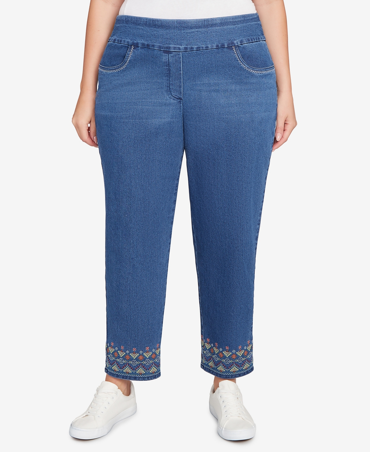 Plus Size Fringe Denim Jeans - Medium Indigo