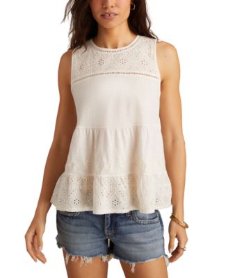 Lucky Brand - Women's Cotton Embroidered Tiered Tank Top