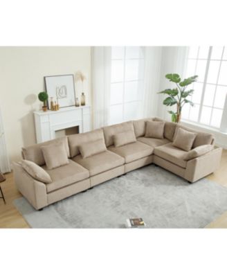 Streamdale Corduroy Modular Sofa, 5-Seat, Brown