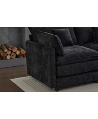 Modular Sectional Sofa, 3-Seater Sofa with Ottoman, Modern L-Shaped Sofa for Living Room Bedroom Apartment