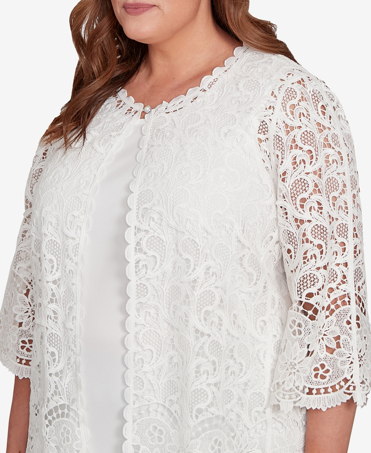 Alfred Dunner Plus Size Embellished Lace Two In One Top
