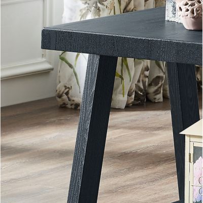 Contemporary Replicated Wood Shelf Coffee Set Table in Black Finish