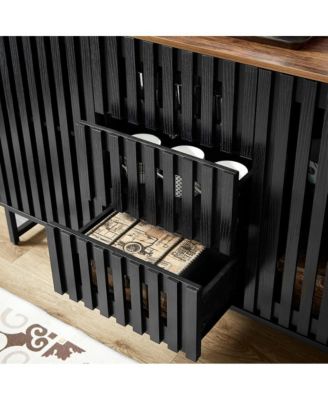 Modern 3-Drawer 4-Shelf Dresser with Striped Grille