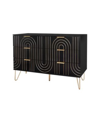 Modern 6 Drawer Dresser with Carving