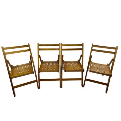 Folding Slatted Event Chair, Set of 4