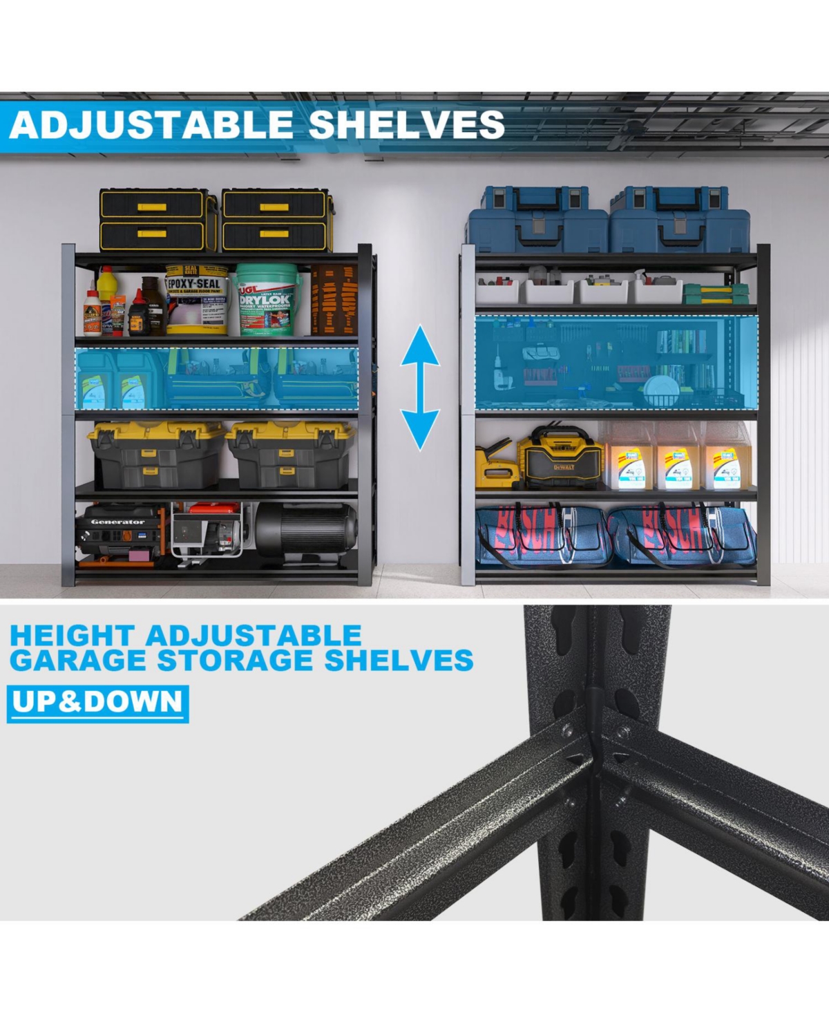 Streamdale Black Metal Shelves with Removable Dividers