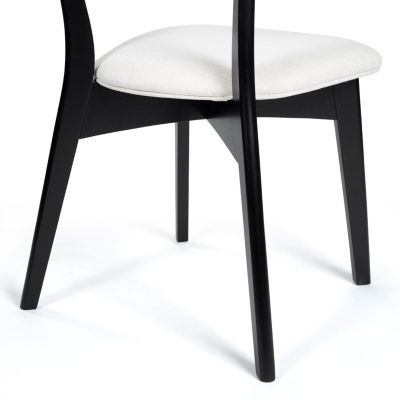 Streamdale Mid-Century Modern Upholstered Dining Chair Pair with Walnut Finish, Set of 2