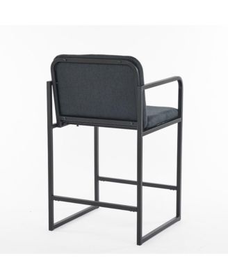 Modern Counter Height Upholstered Bar Stool with Armrests & Metal Frame - Set of 2