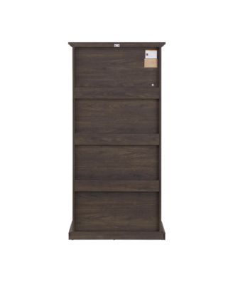 4-Tier Glass Display Cabinet with Flip-Up Doors Collectors Showcase