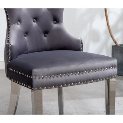 Streamdale  Furniture  Contemporary Tufted Velvet Chair with Nailhead Trim, Set of 2