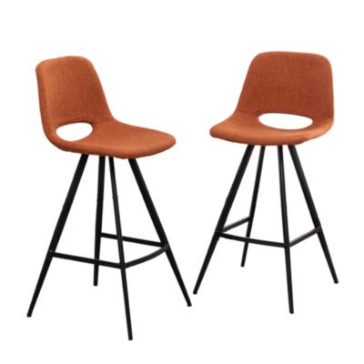  Fabric Kitchen 28.25" Counter Height Stools, Set of 2, Orange