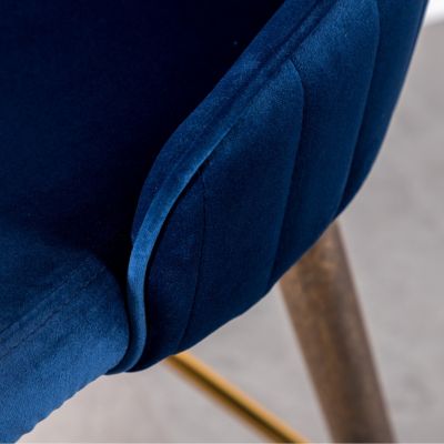 Fabric Upholstered Counter Height Wingback Stools, Set of 2, Blue