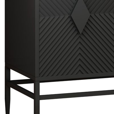 31.5" Black Wooden Storage Cabinet with Metal Legs