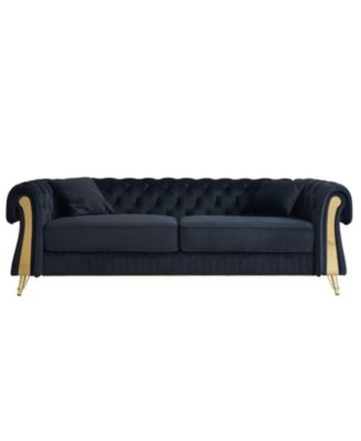 Streamdale 89" Chesterfield Tufted Velvet Sofa - Black