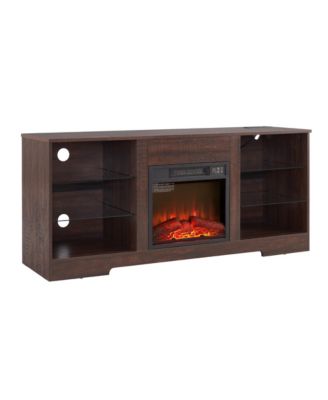 Streamdale Modern Electric Fireplace TV Stand with Glass Shelves