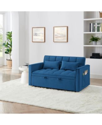 54.33 inch versatile foldable sofa bed in 3 lengths, modern sofa velvet pull-out bed.