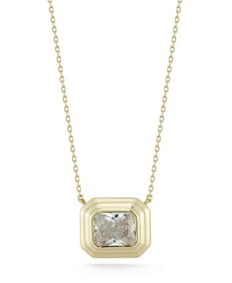 Sterling Radiant Cut Solitaire Necklace