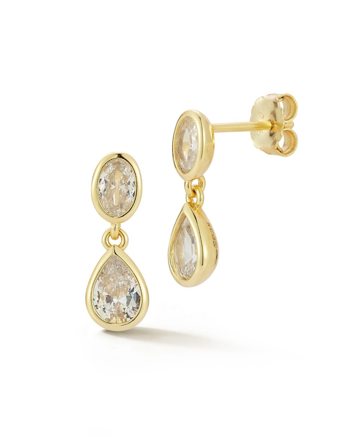 14K Gold Plated Sterling Silver Pear Cut Dangle Drop Earrings - Gold-Purple