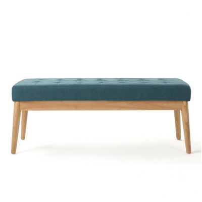 Mid-Century Modern Upholstered Bench with Button-Tufting