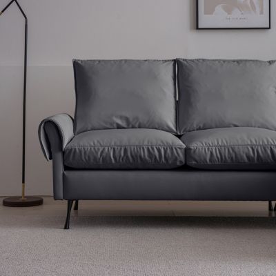 Contemporary Technical Leather Sofa with Reversible Chaise Lounge