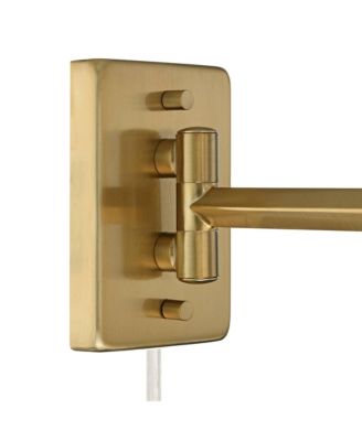 Clement Modern Swing Arm Wall Lamps Set of 2 Plug-in Fixtures with White Linen Shade for Bedroom, Bedside, Living Room or Reading