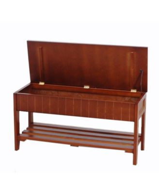 Quality Solid Wood Shoe Bench with Storage, Cherry
