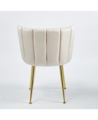 Modern Velvet Dining Chair Set (2) with Golden Legs