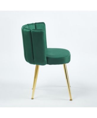 Green Velvet Dining Chair (Set of 2) with Gold Legs
