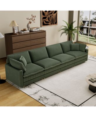 Streamdale Modular Sectional Sofa, Deep Seat, 4 Pillows, Modern L-Shape, GREEN