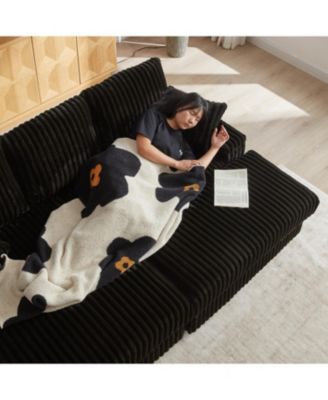 Streamdale Corduroy 3-Seater Sofa with Storage and Accessories