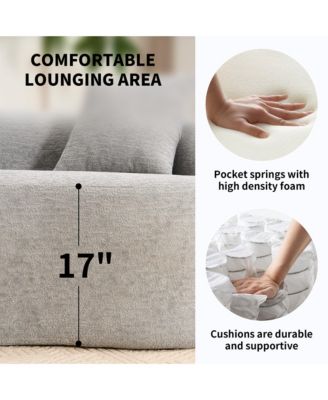 4-Seater Light Gray Sofa with Chenille Fabric and Pillows