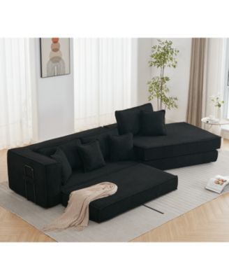 Streamdale  Furniture Set of 1 Lamb Velvet Folding Sleeper Sofa Bed