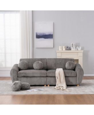 84" Grey Corduroy Sofa Couch