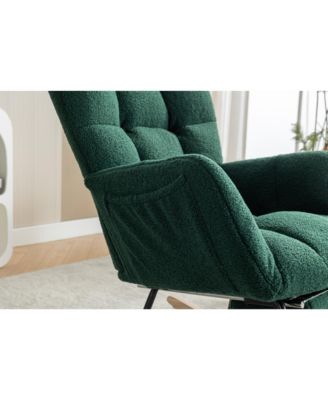 Teddy Fabric Rocking Chair With Adjustable Footrest