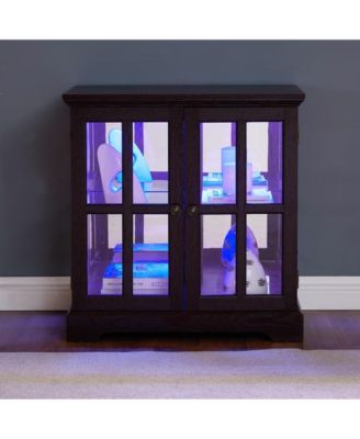 Streamdale LED Display Cabinet with Adjustable Shelves, Lattice Doors