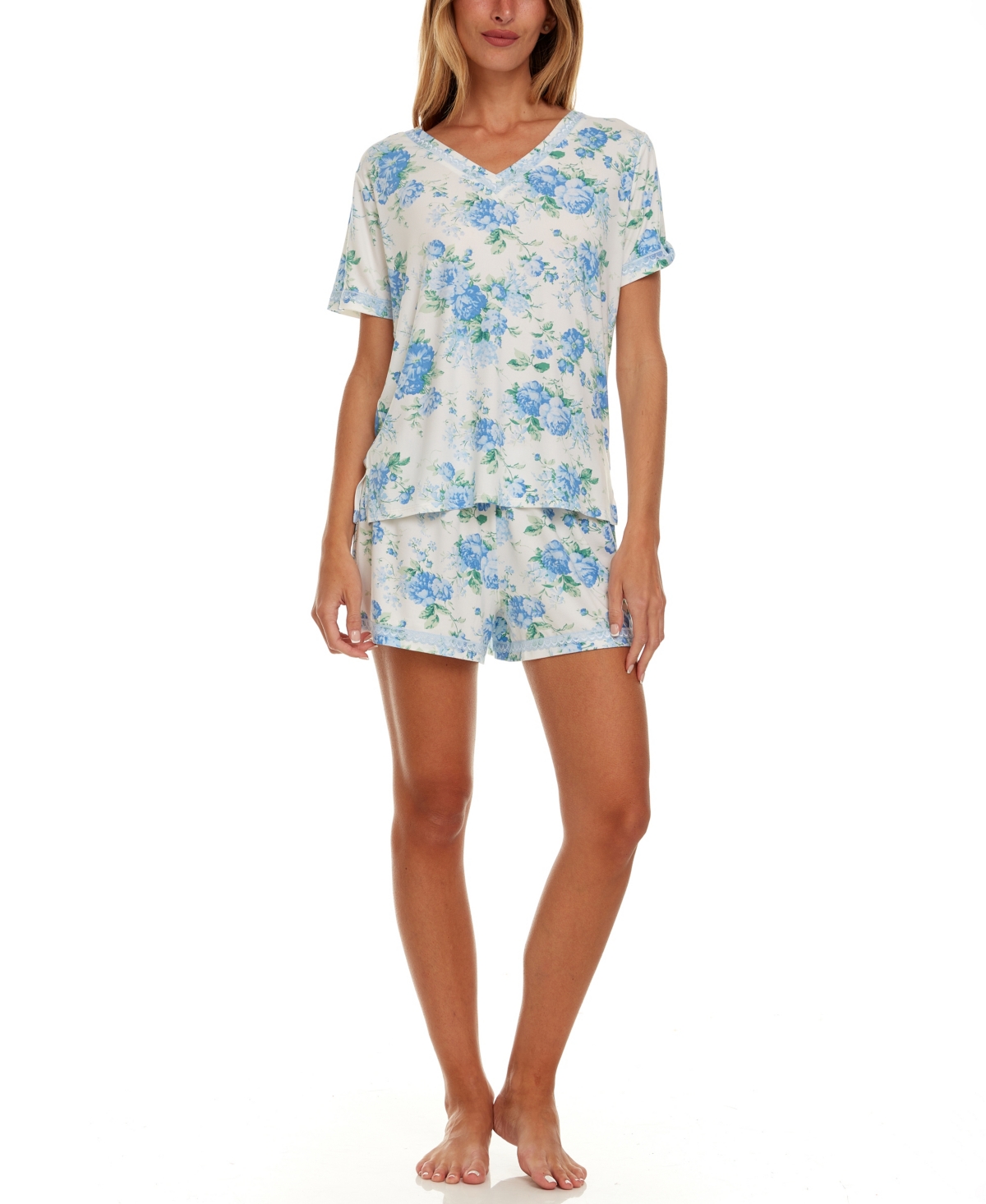 Shop Flora By Flora Nikrooz Women's 2-pc Elina Printed Knit Pajama Set
