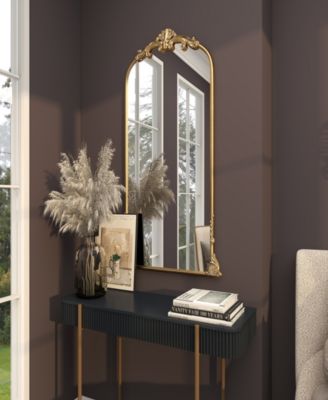 48" Metal Scroll Tall Ornate Arched Baroque Room Floor Mirror