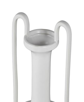 Ceramic Fluted Urn Shaped Decorative Vase with Arch Handles, 30"