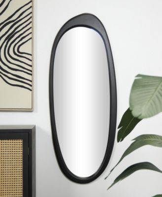 51" Wooden Abstract Oval Room Wall Mirror