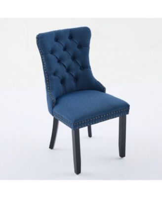 Nikki Tufted Upholstered Linen Dining Chair (Set of 2)