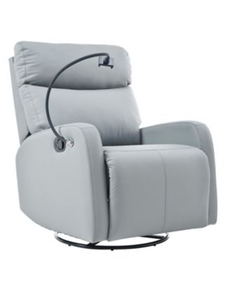  Swivel Recliner Rocking Chair, 360 Glider for Home, Living Room, Theater (Blue-Gray)