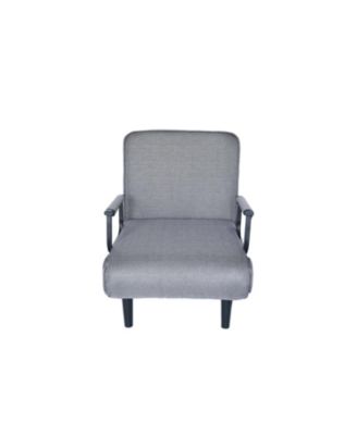 Streamdale 1 Pc. Grey Linen Upholstered Metal Frame Adjustable Folding Sofa Chair with Pillow