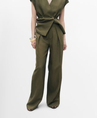 MANGO - Women's Linen-Blend Straight-Fit Pants
